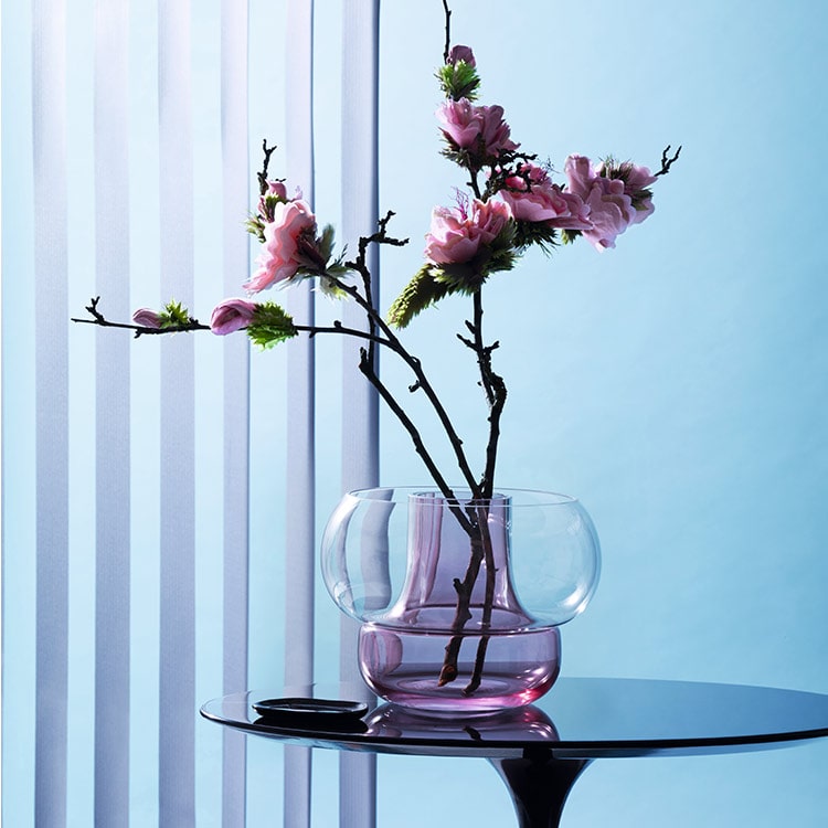 深海の輝き 工芸硝子 花びん ガラスアート 金箔入りフラワーベース