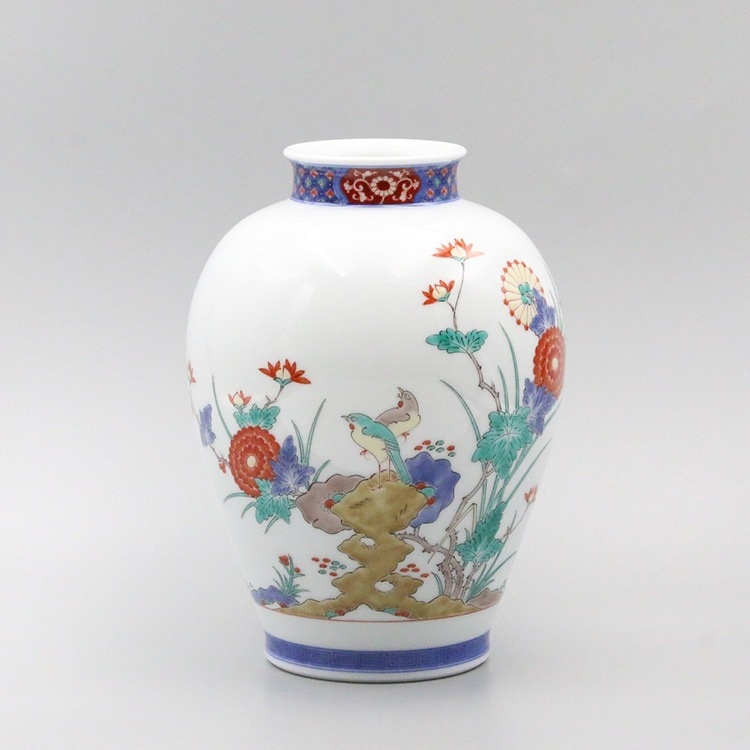 水色 花瓶 大雪窯 源右衛門窯 専用 三川内焼オンライン 大雪窯 水色 菊模様