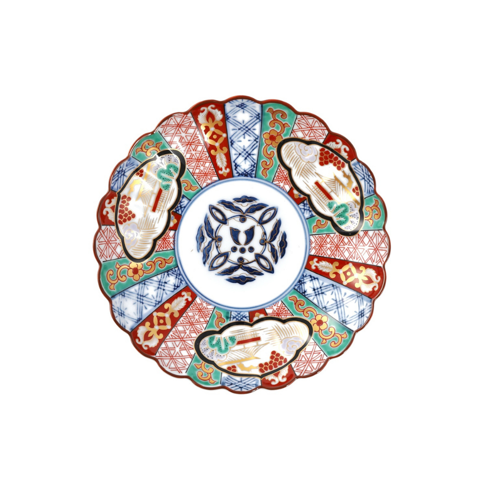 林九郎窯】三方割元禄地紋5号皿｜創亭やぶきたオンライン