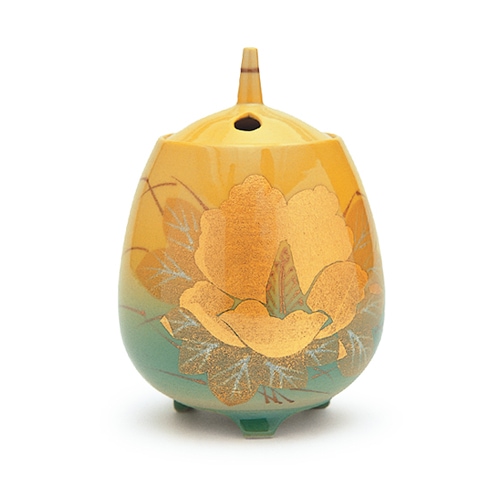 昭和レトロ 陶器製 九谷焼 木米窯 金彩 賢人図 香炉 香爐 お香入れ