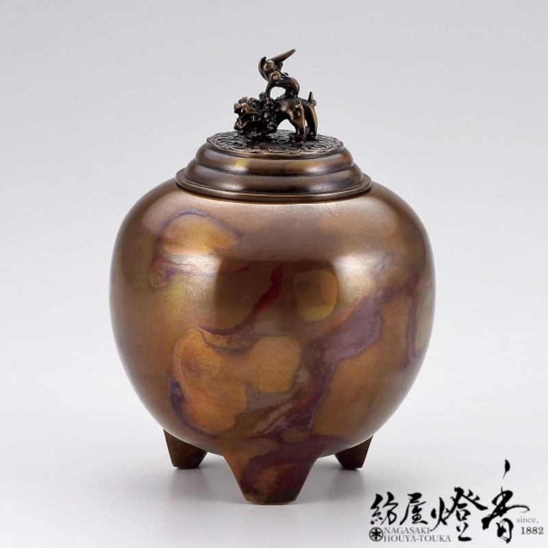 香炉/香器『高岡銅器【夏目型本焼朱銅色香炉】銅製/能作吉秀作』竹中