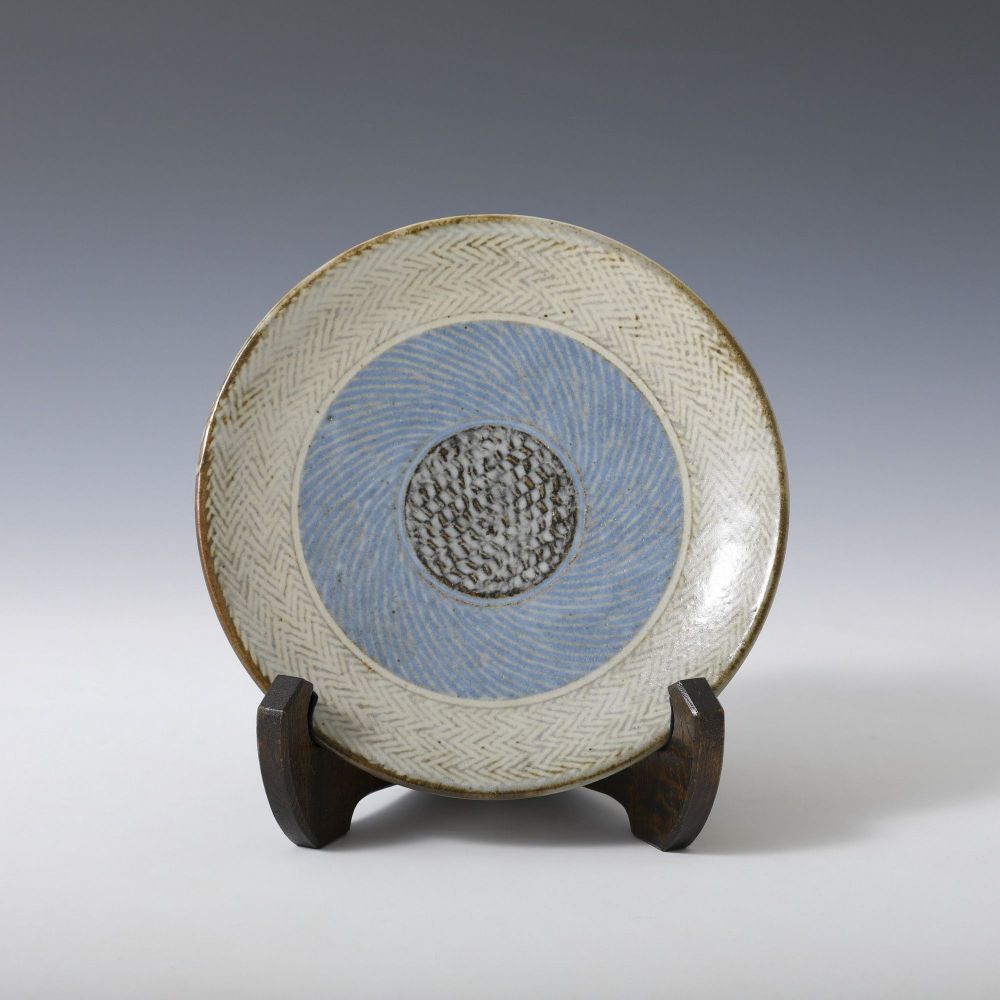 島岡達三 益子焼 人間国宝 縄文象嵌角皿 民藝 濱田庄司の弟子