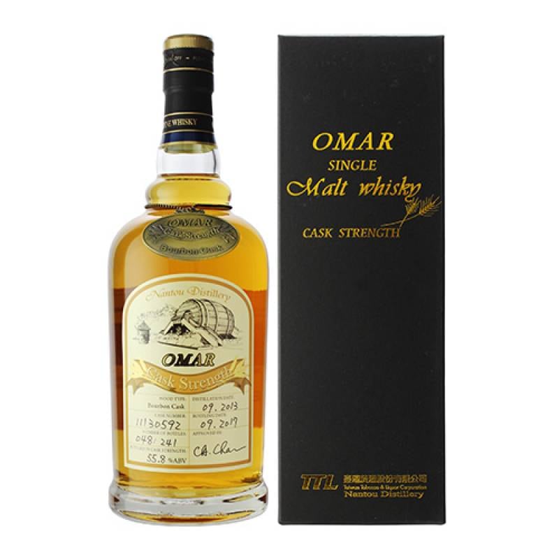 未開栓オマー カスクストレングス バーボンタイプミニボトルグラス付