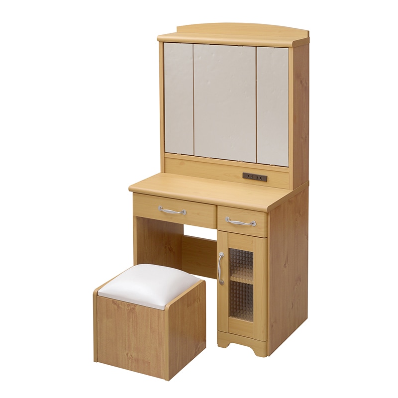 ドレッサー 三面鏡 スツールセット 化粧台 引出し 収納 コンセント付き