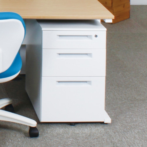 インワゴン 3段 鍵付き ホワイト 白 デスクワゴン サイドワゴン デスク