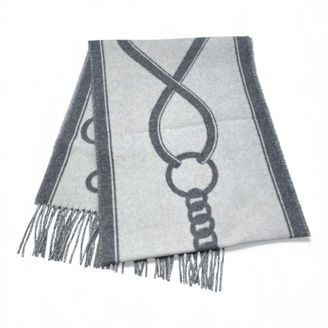 エルメス マフラー モール 30×160 イヴォワール / フランネルグレー