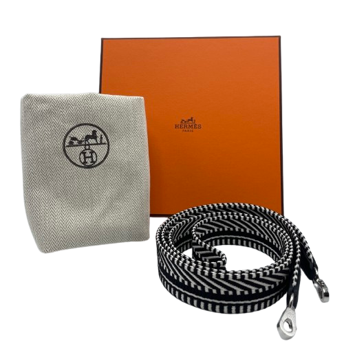 エルメス バンドリエール 105cm ホワイト/ブラック シルバー金具 W刻印