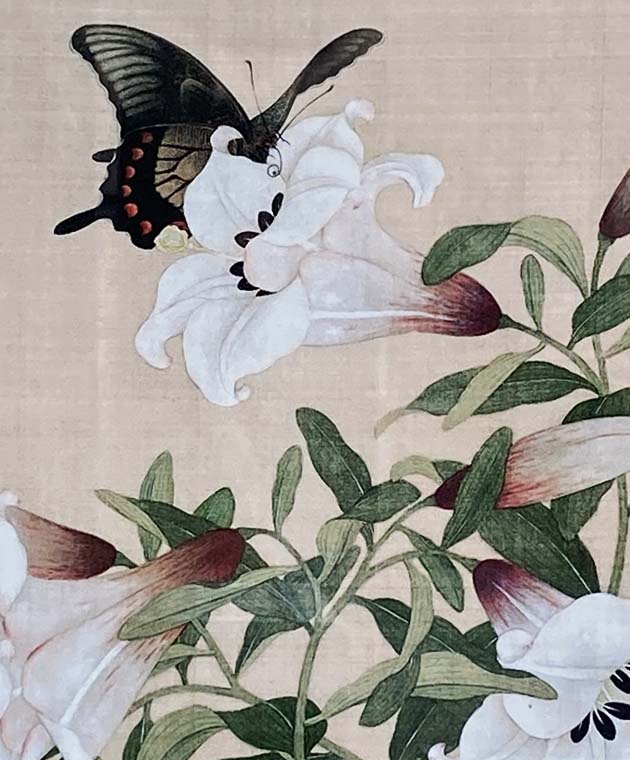 吉祥花鳥絵画 ～白百合と鳳蝶～ | シノワズリ シノワズリー