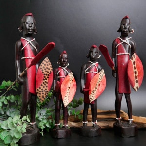1626❣️アフリカ 民族 オブジェ 像 2体 セット マサイ族ウッド
