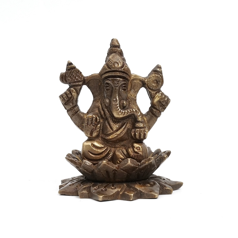 ヒンドゥー教神様 真鍮製ガネーシャ・ラクシュミ・サラスヴァティ 三