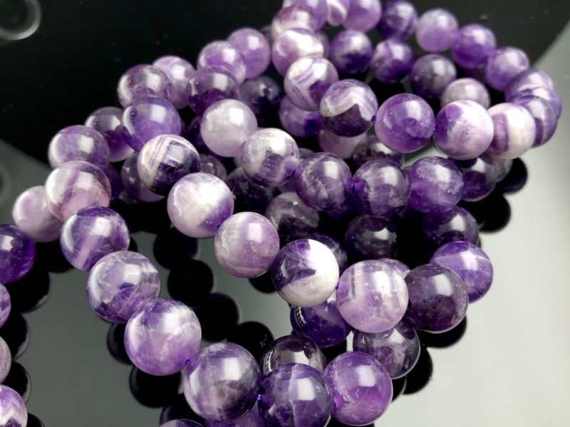 定番石☆艶々光沢☆ブラジル産☆天然石ブレスレット/ゼブラアメジスト