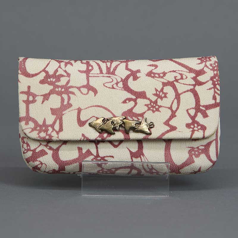 職人の一点物】叺（カマス）刻み煙草入れ【古物正絹裂No.03-いろは歌