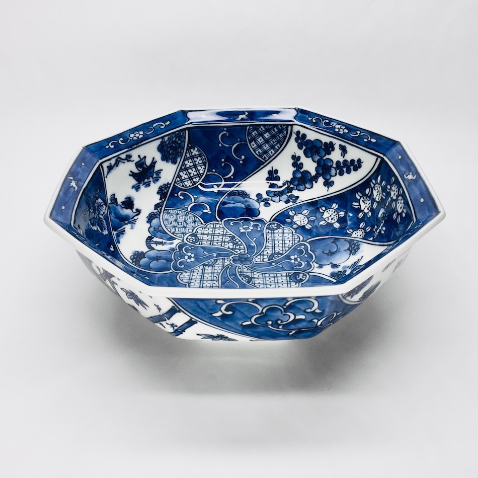 大鉢□古い唐物染付大鉢 菓子器 置物 オブジェ 古玩 唐物 時代物 骨董