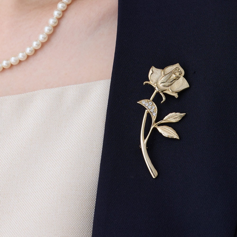 K18GP シャンパンゴールドローズブローチ | ショールピン・ブローチ