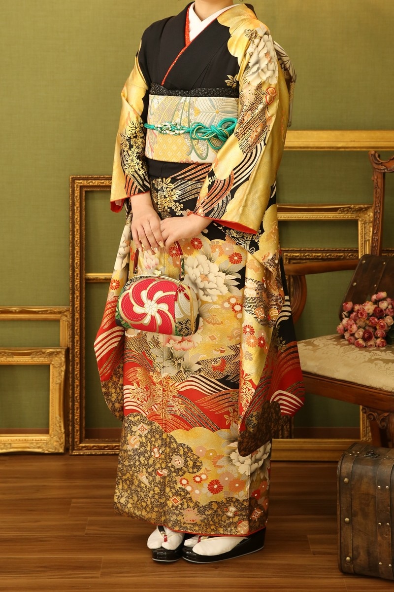 振袖フルセット 黄色 古典 成人式 結婚式 卒業式袴にも