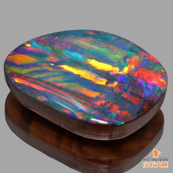 天然ボルダーオパール 3.16ct 【芸術的美遊色】 絶賛!!希少パターン 日