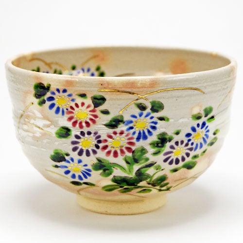 抹茶碗 色絵 菊 中村陶彩作 秋物の通販は【茶道具のみのる園】