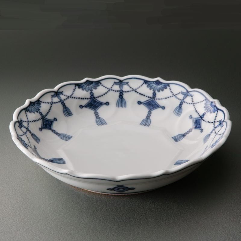 京焼清水焼 深皿・小鉢 染付ようらく文5寸深皿 □吉田瑞泉