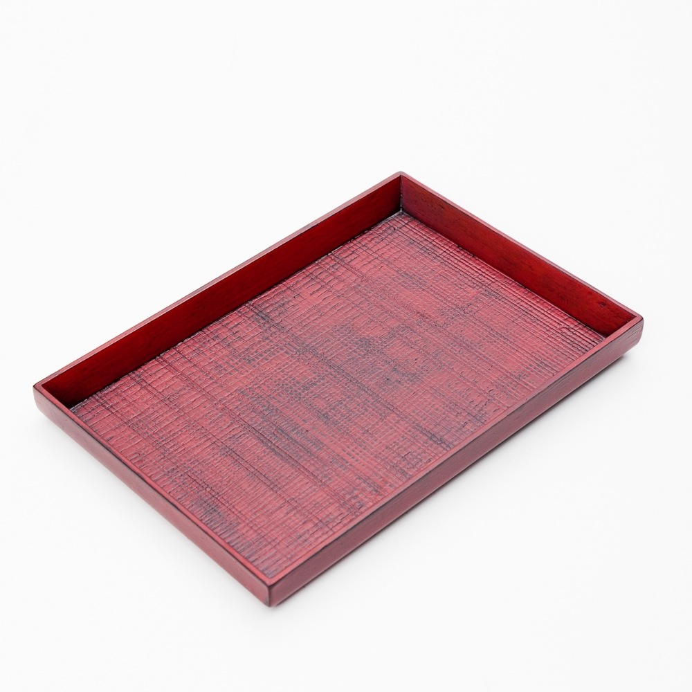 良品】根来塗 金剛堅地請合 味のある角盆 6客 角