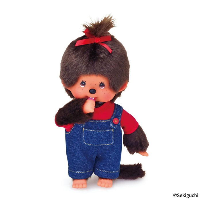 オーバーオールモンチッチ Sサイズ 女の子 レッド|【ぬいぐるみの