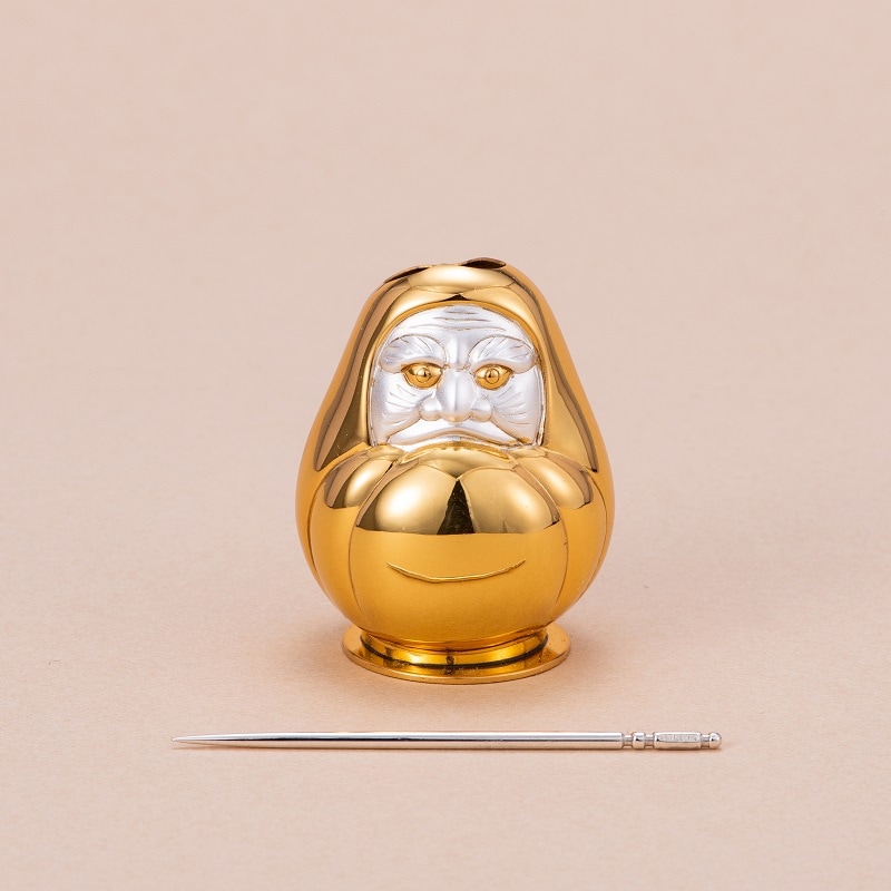 純銀製 楊枝入れ 豆だるま（金色）銀製爪楊枝付き | 銀製品,食器