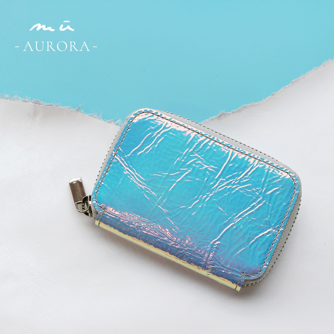 最新作ご予約開始【mu】本革 Rファスナー コンパクト財布 【AURORA