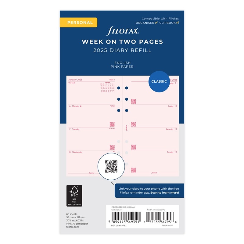 FILOFAX 2025年 システム手帳リフィル バイブル 見開き1週間 月-日