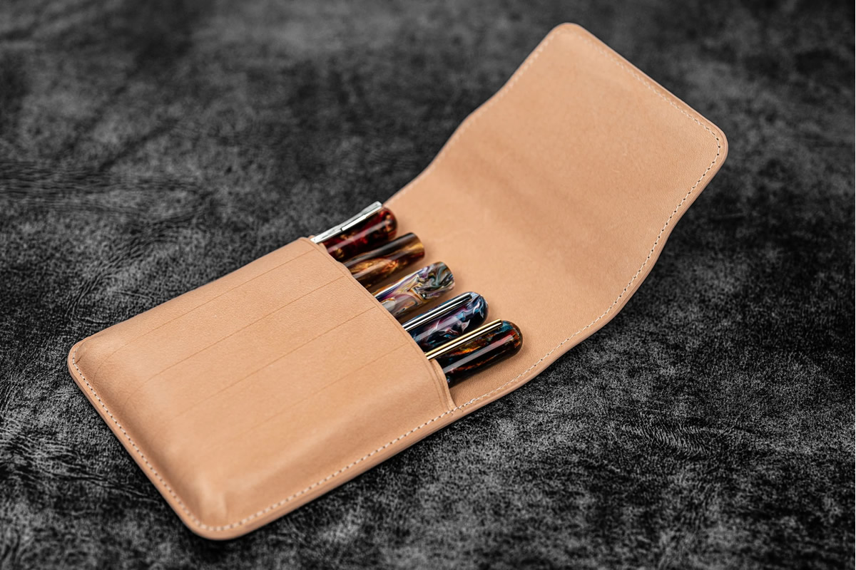 ガレンレザー 5本差しフラップペンケース ナチュラル GA-049