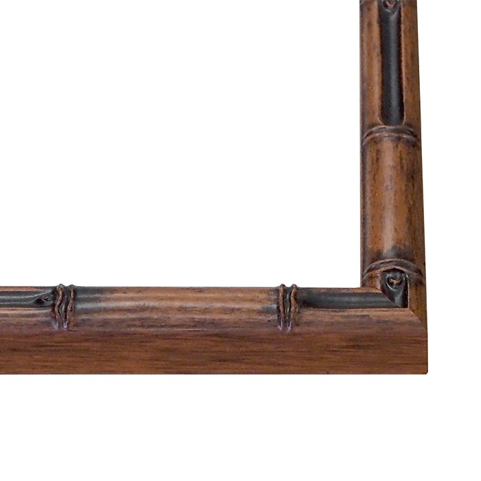 竹』 クレパス画 B4サイズ 塗装ムラ有り】 デッサン額縁 竹フレーム/茶