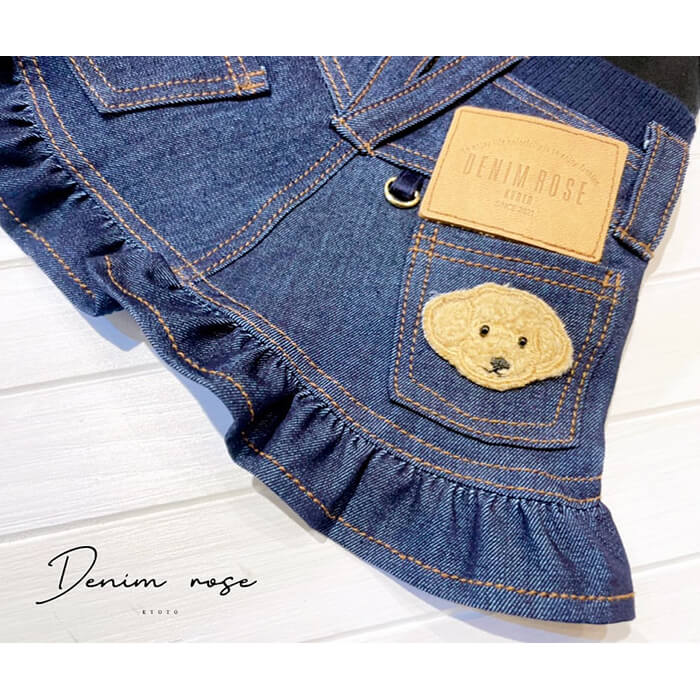 DENIM ROSE ワッペンデニムスカート 犬 ワンピース 【デニムローズ