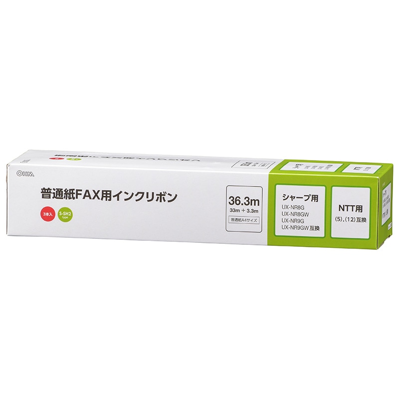 普通紙FAXインクリボン S-SH2タイプ 3本入 36.3m｜OAI-FHD36T 01-3861
