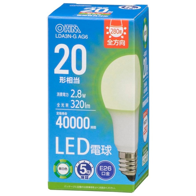 yongnam 20個セット LED電球 LED電球 E26 20形相当 昼白色｜LDA3N-G