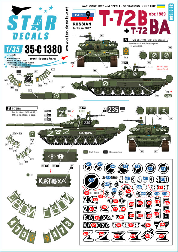戦車プラモデル1/35 ロシア陸軍 T-72B ウクライナ侵攻仕様 戦車