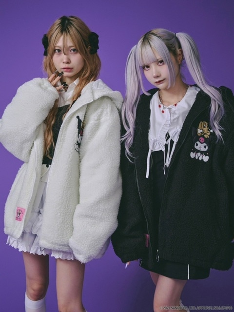 GALFY×KUROMI】モコモコ丸ボアずきんパーカー / 【ガルフィー×クロミ