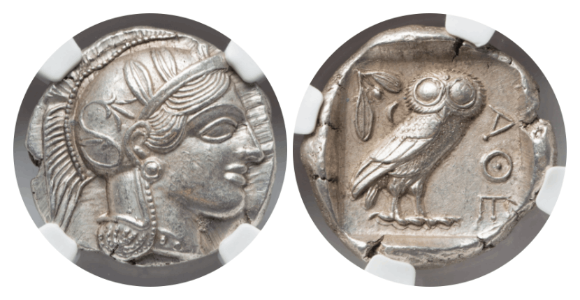 MS 5/5 4/5】紀元前440年?404年 古代ギリシャ アッティカ 女神アテナ