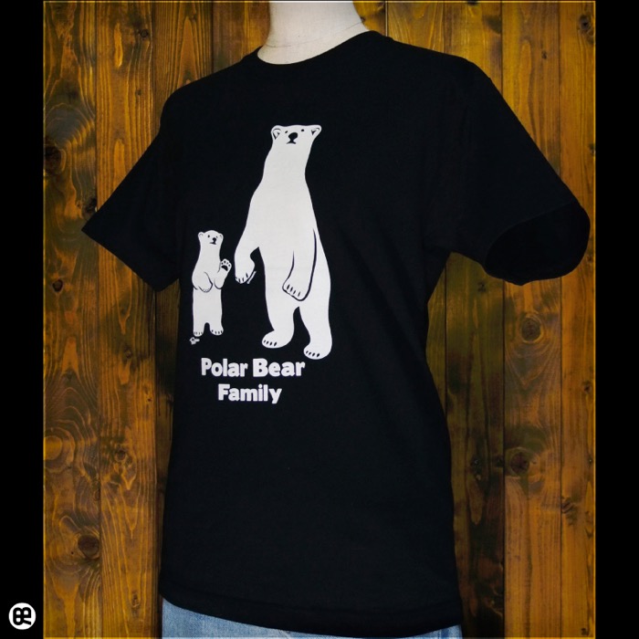 Tシャツ通販ならREDBROS.｜シロクマ親子 : ディープブラック：Tシャツ