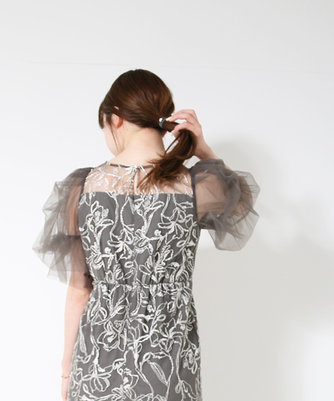 スーツ・フォーマル・ドレス Fluffy sleeve pencil dress LE'RURE