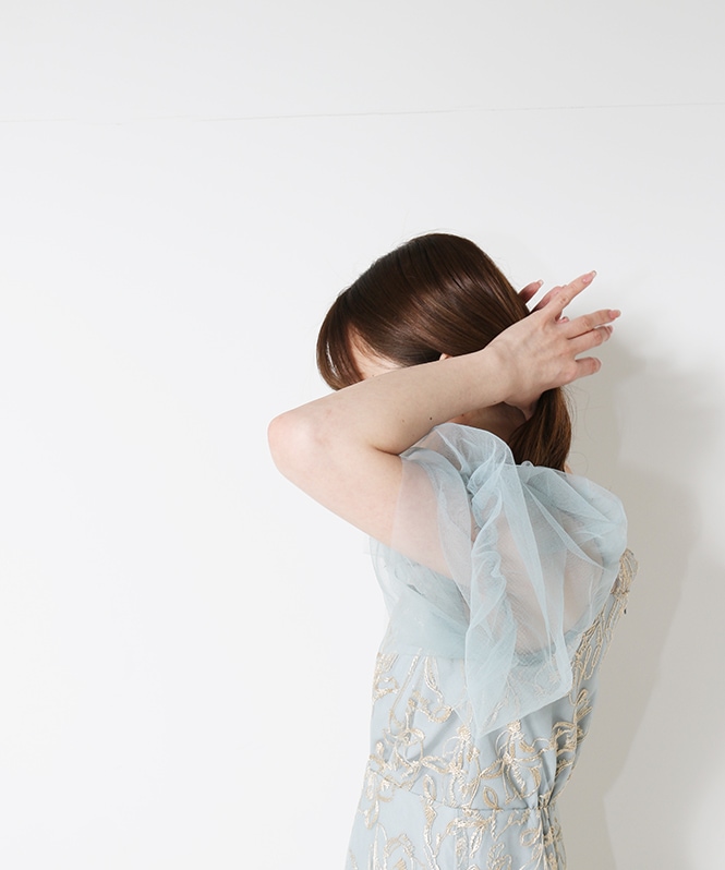 Fluffy sleeve pencil dress | ONEPIECE | ROOM903 online