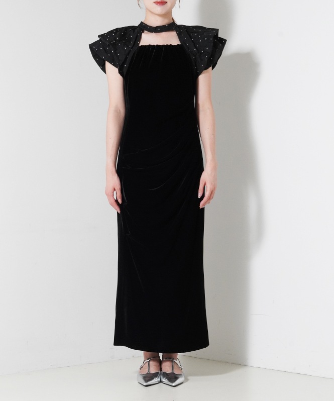 drape velour dress(dot) | DRESS,DRESS | ROOM903 online