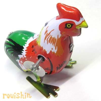 中国土産に 伝統民芸 ゼンマイ式 ブリキ 玩具 鶏（ニワトリ） ｜ぱんだ