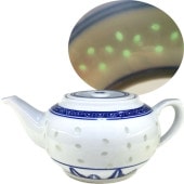 景徳鎮 ・青ホタル ポット・急須（10件鷲口）＆湯呑み×4個（二江中