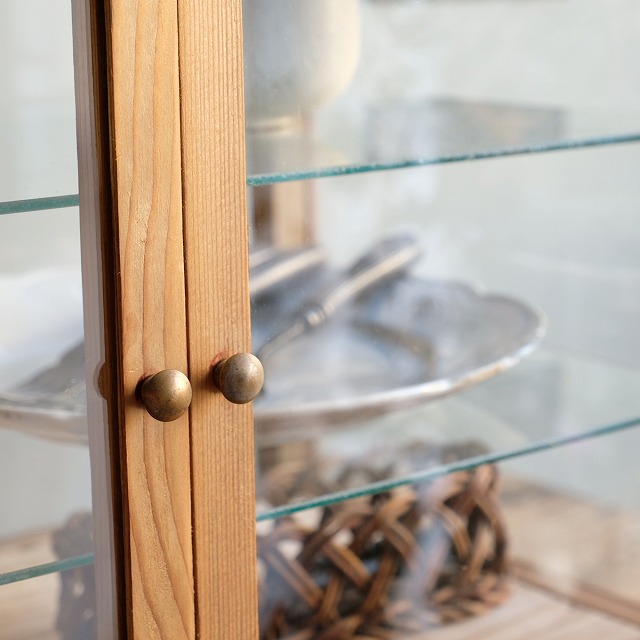 rin様専用 オンライン 古い木製 小振り ガラスケース 2段 卓上ショー