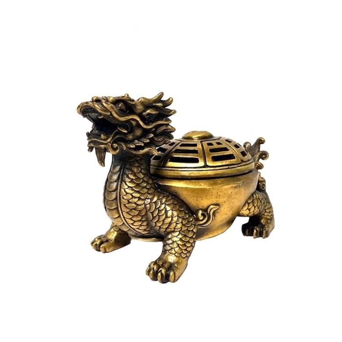 銅器 仏教 竜龍亀香炉 ツル古美術 コレクション品 銅製 工芸品 彫刻