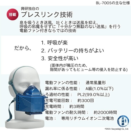 興研 ( KOKEN ) 電動ファン 付き呼吸用 保護具 サカヰ式マスク BL-7005