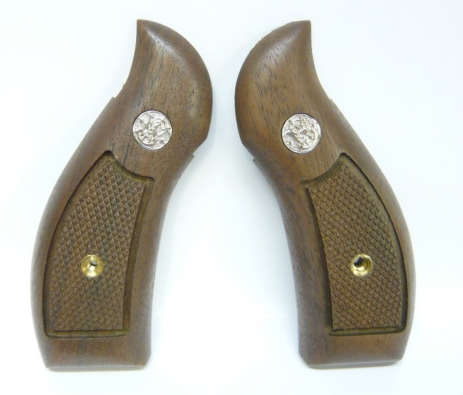 実物】S&W社純正 ラウンドバット Kフレーム 木製グリップ オーバー