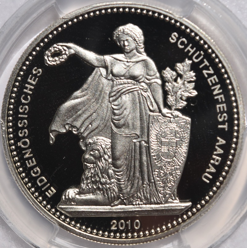 スイス ニトヴァルデン 5フラン銀貨 1861年 PCGS MS63 射撃祭