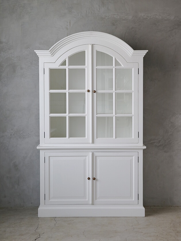 ホワイト 木製 スリムキャビネット アウトレット特価品 1ドアガラス