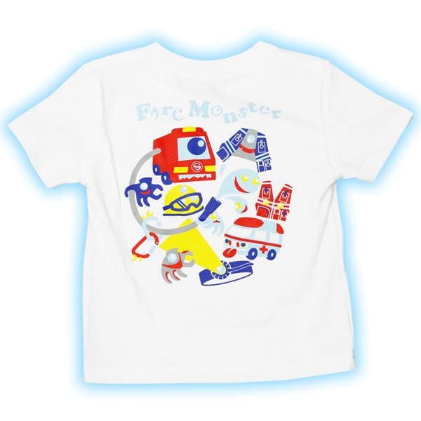 在庫限り】saversオリジナルTシャツ Fire Monster キッズ用 （ホワイト