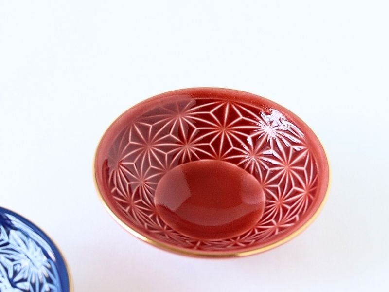 麻彫り 平盃 金紅