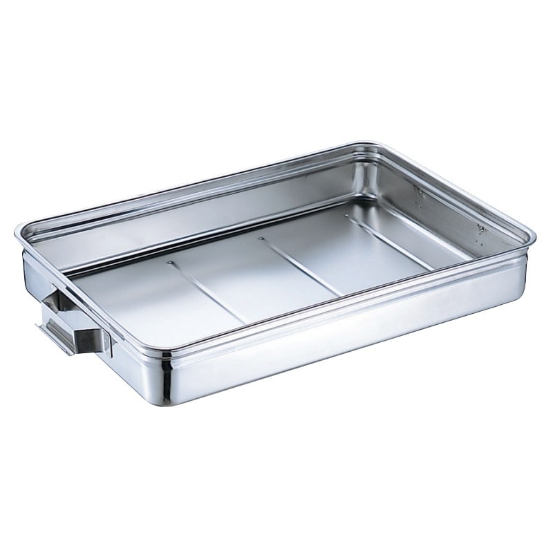 受注生産品】18-8 番重バット(固定ハンドル付) 大 深型11cm SH-5537